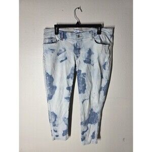 Levi's Acid Wash Light Blue Denim Straight Jeans Stretch Button Women's Size 15